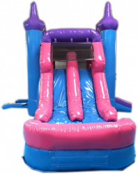 01 28 Foot Pink Purple Wet Dry 28' Pink & Blue Bounce House Wet or Dry Water Slide Combo