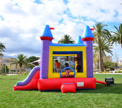 HKC Jelly Bean Castle Bounce House and Dual Slide Combo with Poo