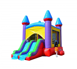 HKC Jelly Bean Castle Bounce House and Dual Slide Combo with Poo