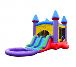 Jelly Bean Castle Bounce House and Dual Slide Combo with Poo