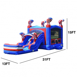 American Boxing Dual Slide Combo Wet/Dry Bounce House